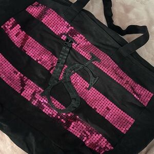 Victoria's Secret Black Tote with Pink Sequins